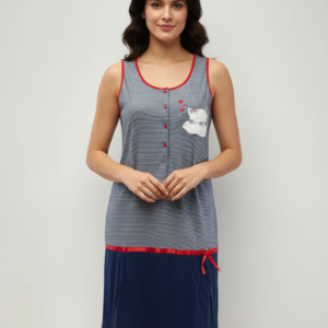 Βαμβακερό Νυχτικό με φαρδιά ράντα FUNKY Homewear 74383.