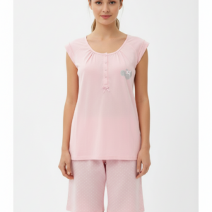 Γυναικείο Homewear με φαρδύ ώμο και βερμούδα LYDIA Creations 20040.