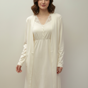 Σετ Ρόμπα - Νυχτικό NOUVELLE VOGUE 1672/6633,εκρού.