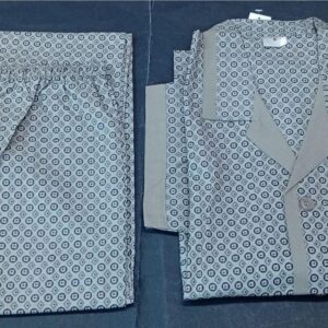 Ανδρική κουμπωτή Πυζάμα με κοντό μανίκι και μακρύ παντελόνι, MARIO Uomo 1823,γκρι.