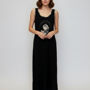 Maxi Φόρεμα με φαρδιά ράντα CLAIRE Katrania 3463,μαύρο.