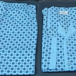 Ανδρική κουμπωτή Πυζάμα με μακρύ μανίκι και μακρύ παντελόνι, MARIO Uomo 3267,σιέλ.