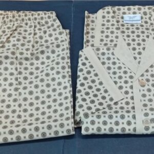 Ανδρική κουμπωτή Πυζάμα με μακρύ μανίκι και μακρύ παντελόνι, MARIO Uomo 3267,μπεζ.