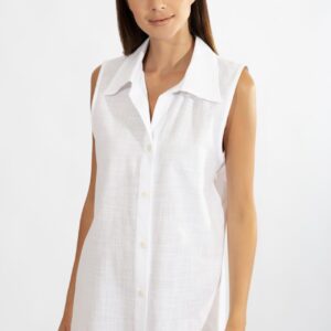 Βαμβακερή αμάνικη πουκαμίσα HARMONY Homewear 510604,λευκό.